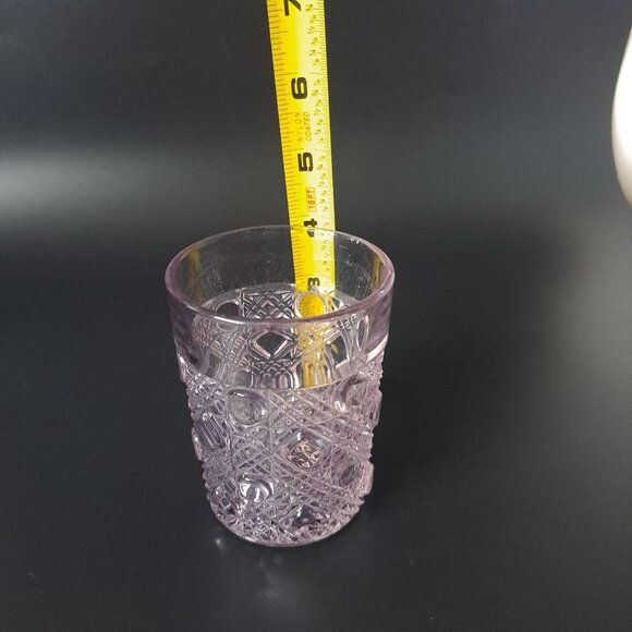 Vintage Purple Cut Glass Tumbler With Intricate Geometric Pattern - Picture 2 of 13